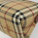 BURBERRY Nova Check Hand Bag PVC Beige Gold Auth am11995V-12