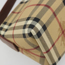 BURBERRY Nova Check Hand Bag PVC Beige Gold Auth am11995V-13