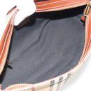 BURBERRY Nova Check Hand Bag PVC Beige Gold Auth am11995V-16