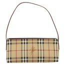 BURBERRY Nova Check Hand Bag PVC Beige Gold Auth am11995V-2