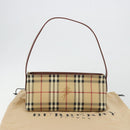 BURBERRY Nova Check Hand Bag PVC Beige Gold Auth am11995V-23