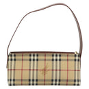 BURBERRY Nova Check Hand Bag PVC Beige Gold Auth am11995V-3