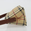 BURBERRY Nova Check Hand Bag PVC Beige Gold Auth am11995V-5