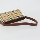 BURBERRY Nova Check Hand Bag PVC Beige Gold Auth am11995V-7