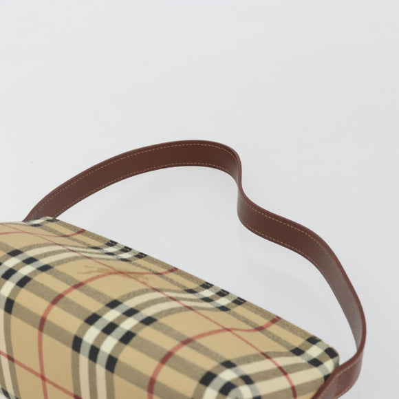 BURBERRY Nova Check Hand Bag PVC Beige Gold Auth am11995V