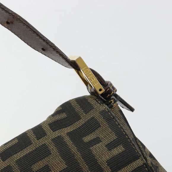 FENDI Zucca Canvas Mamma Baguette Shoulder Bag Brown Black Auth am12000A