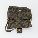 FENDI Zucca Canvas Mamma Baguette Shoulder Bag Brown Black Auth am12000A-19