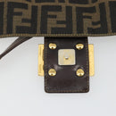 FENDI Zucca Canvas Mamma Baguette Shoulder Bag Brown Black Auth am12000A-10