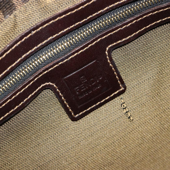 FENDI Zucca Canvas Mamma Baguette Shoulder Bag Brown Black Auth am12000A