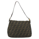 FENDI Zucca Canvas Mamma Baguette Shoulder Bag Brown Black Auth am12000A-2