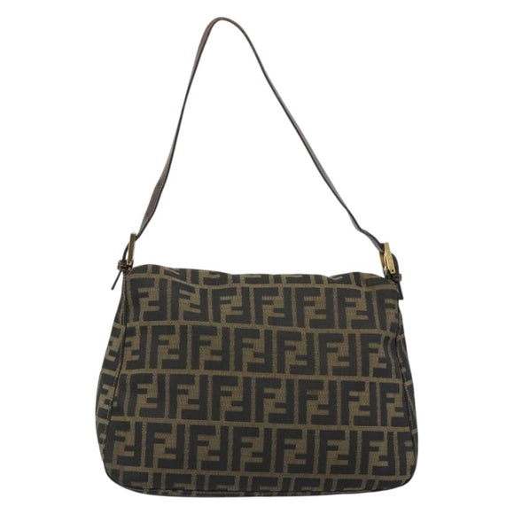 FENDI Zucca Canvas Mamma Baguette Shoulder Bag Brown Black Auth am12000A