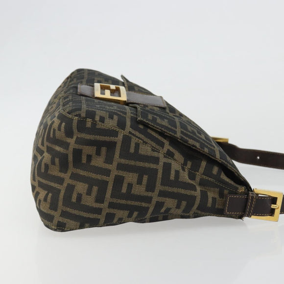 FENDI Zucca Canvas Mamma Baguette Shoulder Bag Brown Black Auth am12000A