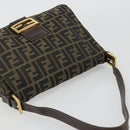 FENDI Zucca Canvas Mamma Baguette Shoulder Bag Brown Black Auth am12000A-6