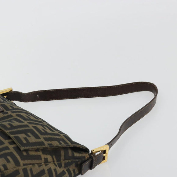 FENDI Zucca Canvas Mamma Baguette Shoulder Bag Brown Black Auth am12000A