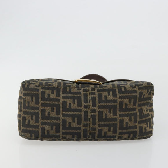 FENDI Zucca Canvas Mamma Baguette Shoulder Bag Brown Black Auth am12000A