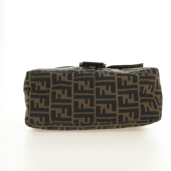 FENDI Zucca Canvas Mamma Baguette Shoulder Bag Brown Black gold Auth am12002V