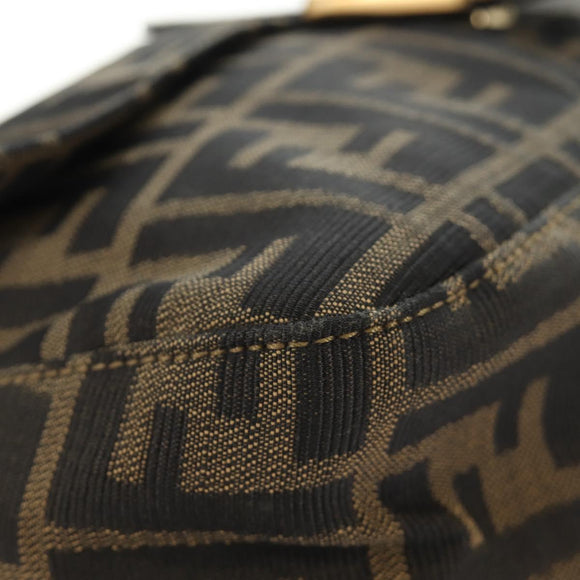 FENDI Zucca Canvas Mamma Baguette Shoulder Bag Brown Black gold Auth am12002V