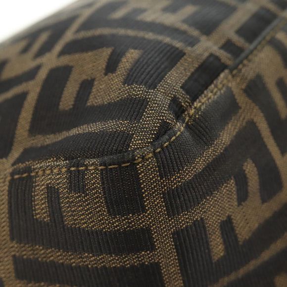 FENDI Zucca Canvas Mamma Baguette Shoulder Bag Brown Black gold Auth am12002V