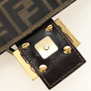 FENDI Zucca Canvas Mamma Baguette Shoulder Bag Brown Black gold Auth am12002V-18