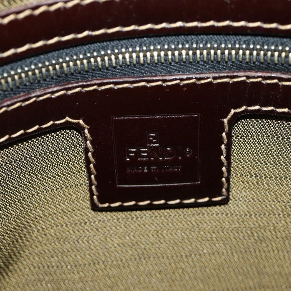 FENDI Zucca Canvas Mamma Baguette Shoulder Bag Brown Black gold Auth am12002V