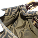 FENDI Zucca Canvas Mamma Baguette Shoulder Bag Brown Black gold Auth am12002V-21