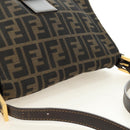 FENDI Zucca Canvas Mamma Baguette Shoulder Bag Brown Black gold Auth am12002V-6