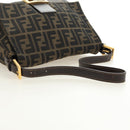 FENDI Zucca Canvas Mamma Baguette Shoulder Bag Brown Black gold Auth am12002V-7