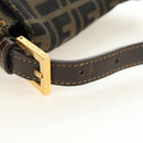 FENDI Zucca Canvas Mamma Baguette Shoulder Bag Brown Black gold Auth am12002V-8