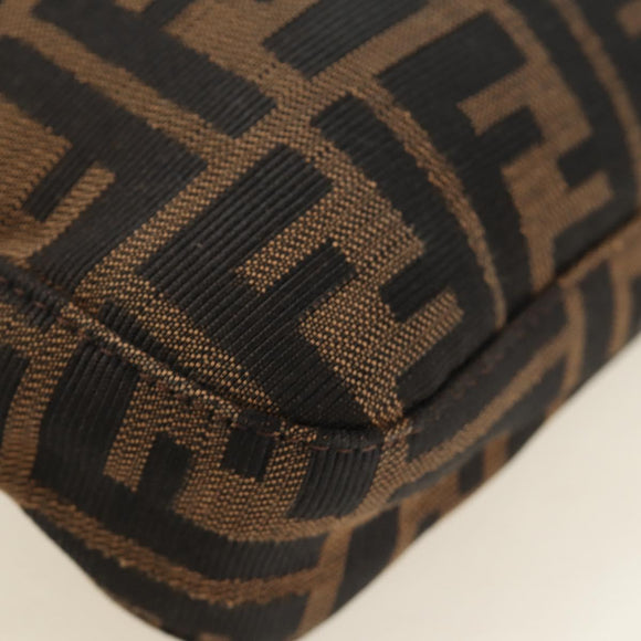 FENDI Zucca Canvas Mamma Baguette Shoulder Bag Black Brown Auth am12003V