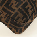 FENDI Zucca Canvas Mamma Baguette Shoulder Bag Black Brown Auth am12003V-17