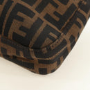 FENDI Zucca Canvas Mamma Baguette Shoulder Bag Black Brown Auth am12003V-18