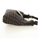 FENDI Zucca Canvas Mamma Baguette Shoulder Bag Black Brown Auth am12003V-4