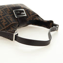 FENDI Zucca Canvas Mamma Baguette Shoulder Bag Black Brown Auth am12003V-7