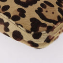 FENDI Leopard Mamma Baguette Bag Harako leather Beige Silver Auth am12004SM-14