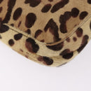FENDI Leopard Mamma Baguette Bag Harako leather Beige Silver Auth am12004SM-15