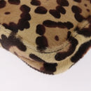 FENDI Leopard Mamma Baguette Bag Harako leather Beige Silver Auth am12004SM-16