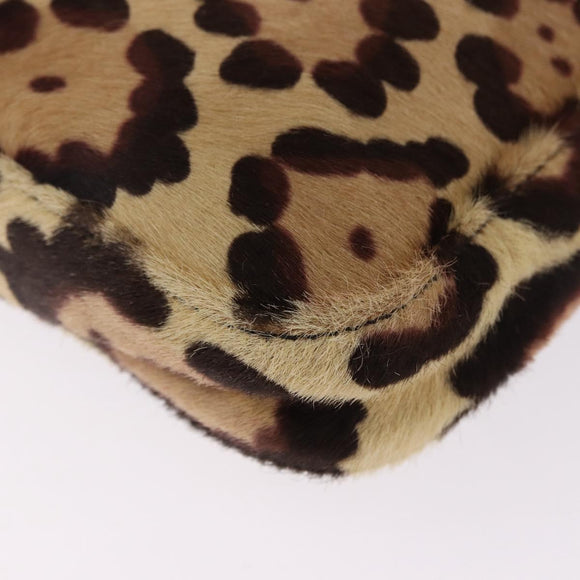 FENDI Leopard Mamma Baguette Bag Harako leather Beige Silver Auth am12004SM