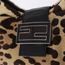 FENDI Leopard Mamma Baguette Bag Harako leather Beige Silver Auth am12004SM-18