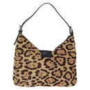 FENDI Leopard Mamma Baguette Bag Harako leather Beige Silver Auth am12004SM-2