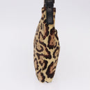 FENDI Leopard Mamma Baguette Bag Harako leather Beige Silver Auth am12004SM-4