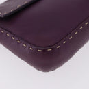FENDI Selleria Mamma Baguette Shoulder Bag Leather Purple Silver Auth am12005SAM-8