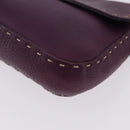 FENDI Selleria Mamma Baguette Shoulder Bag Leather Purple Silver Auth am12005SAM-15