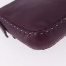 FENDI Selleria Mamma Baguette Shoulder Bag Leather Purple Silver Auth am12005SAM-16