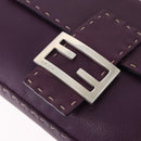 FENDI Selleria Mamma Baguette Shoulder Bag Leather Purple Silver Auth am12005SAM-19