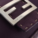 FENDI Selleria Mamma Baguette Shoulder Bag Leather Purple Silver Auth am12005SAM-9