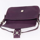 FENDI Selleria Mamma Baguette Shoulder Bag Leather Purple Silver Auth am12005SAM-21