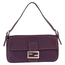 FENDI Selleria Mamma Baguette Shoulder Bag Leather Purple Silver Auth am12005SAM-13