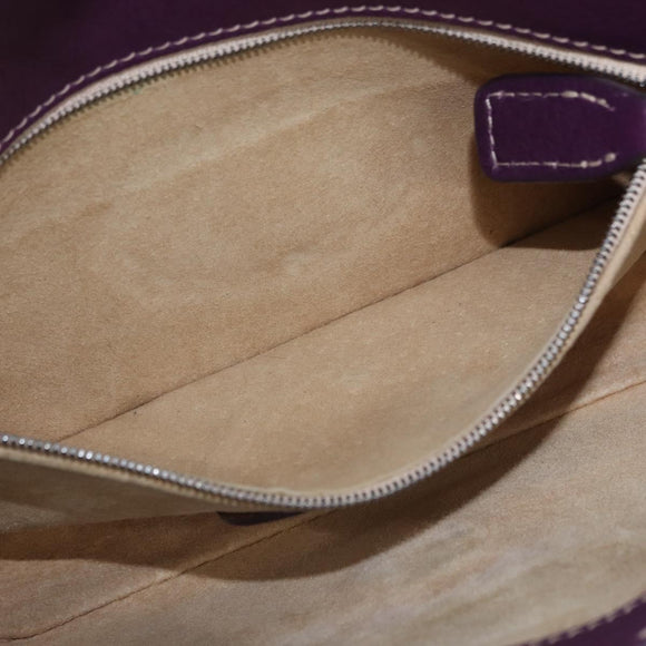 FENDI Selleria Mamma Baguette Shoulder Bag Leather Purple Silver Auth am12005SAM