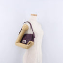 FENDI Selleria Mamma Baguette Shoulder Bag Leather Purple Silver Auth am12005SAM-26