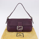 FENDI Selleria Mamma Baguette Shoulder Bag Leather Purple Silver Auth am12005SAM-12